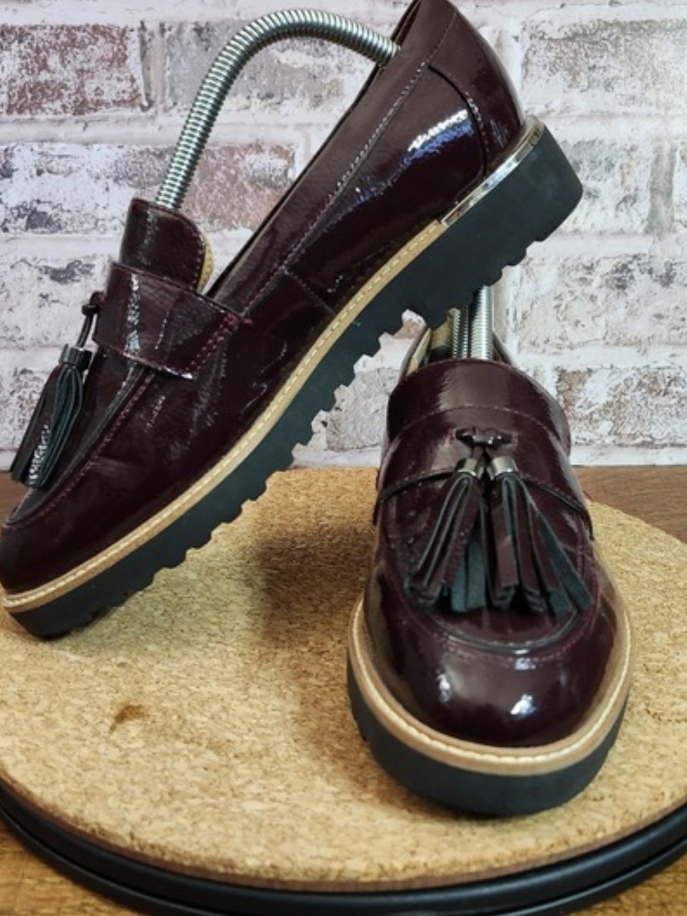 NWOT FRANCO SARTO Burgundy Patent Tassel Loafers
